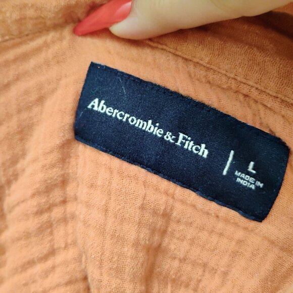 Abercrombie and Fitch cotton gauze shirt orange fall color lightweight - Picture 16 of 16